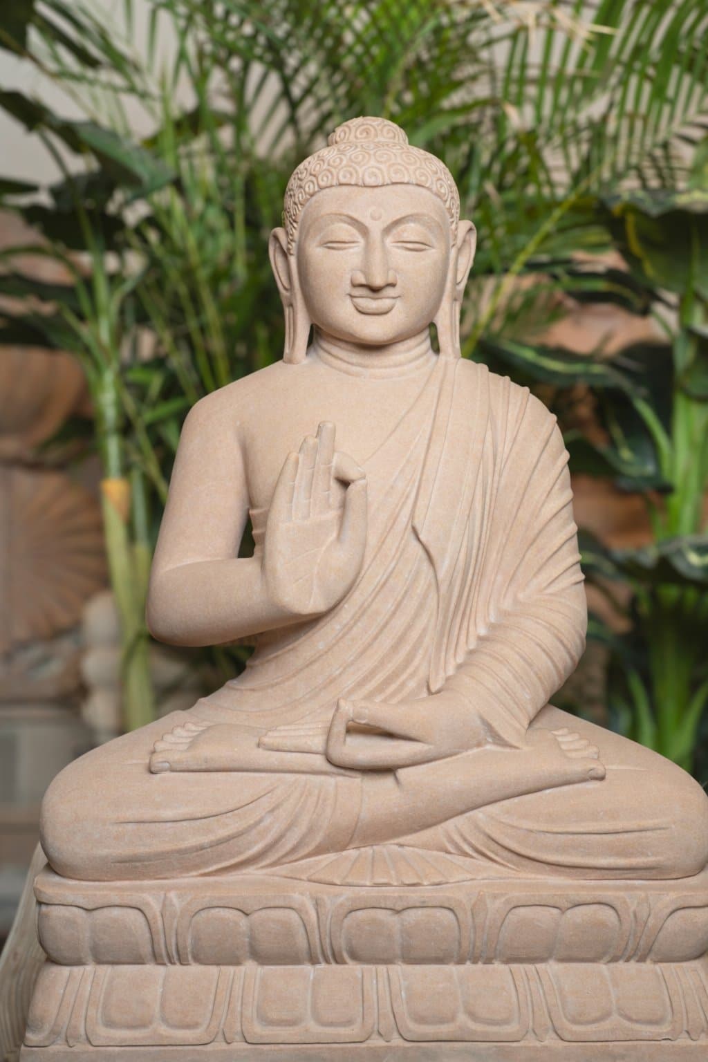 Sandstone Abhaya Buddha — Natural Sandstone