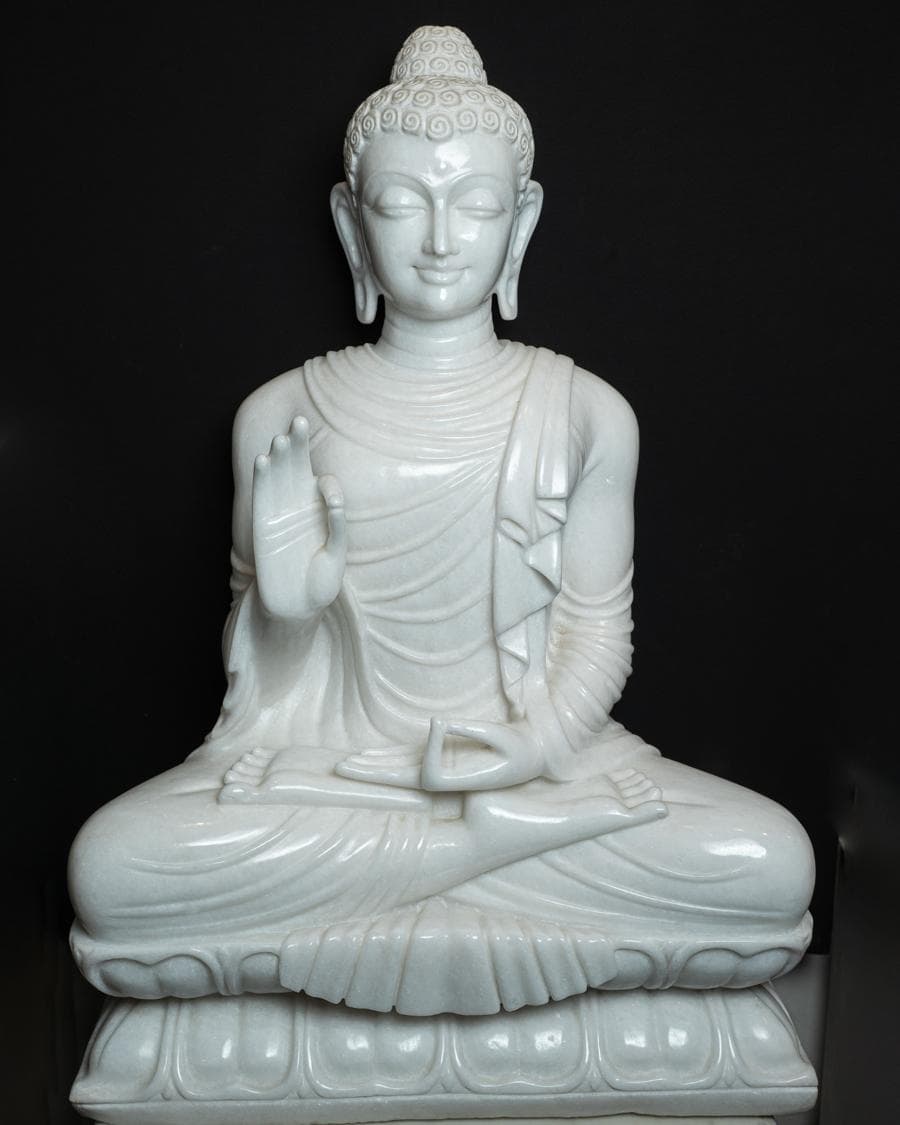 Vietnam White Polished Abhaya Buddha — Vietnam White Polished Marble