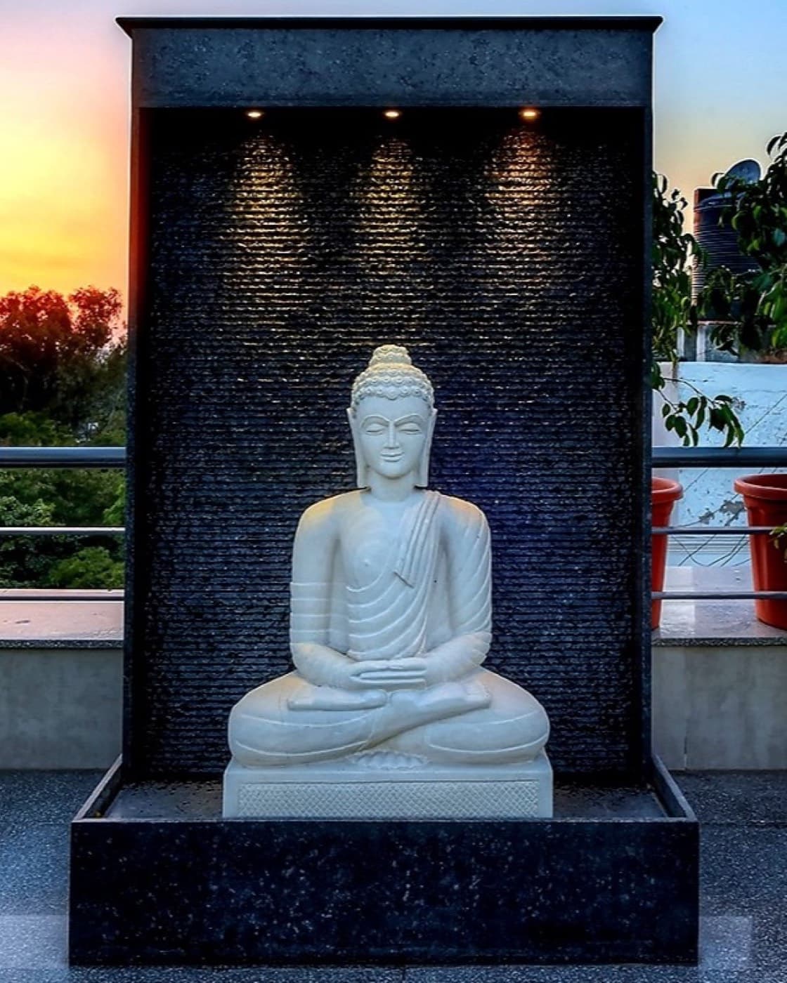 Black Cascade Wall Fountain — Black Granite