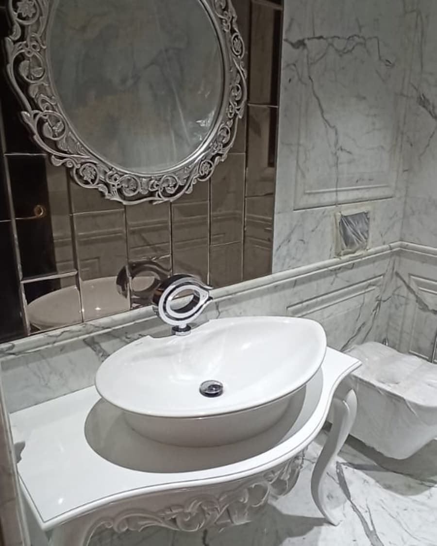 Sculptural Marble Vessel Sink — White Marble