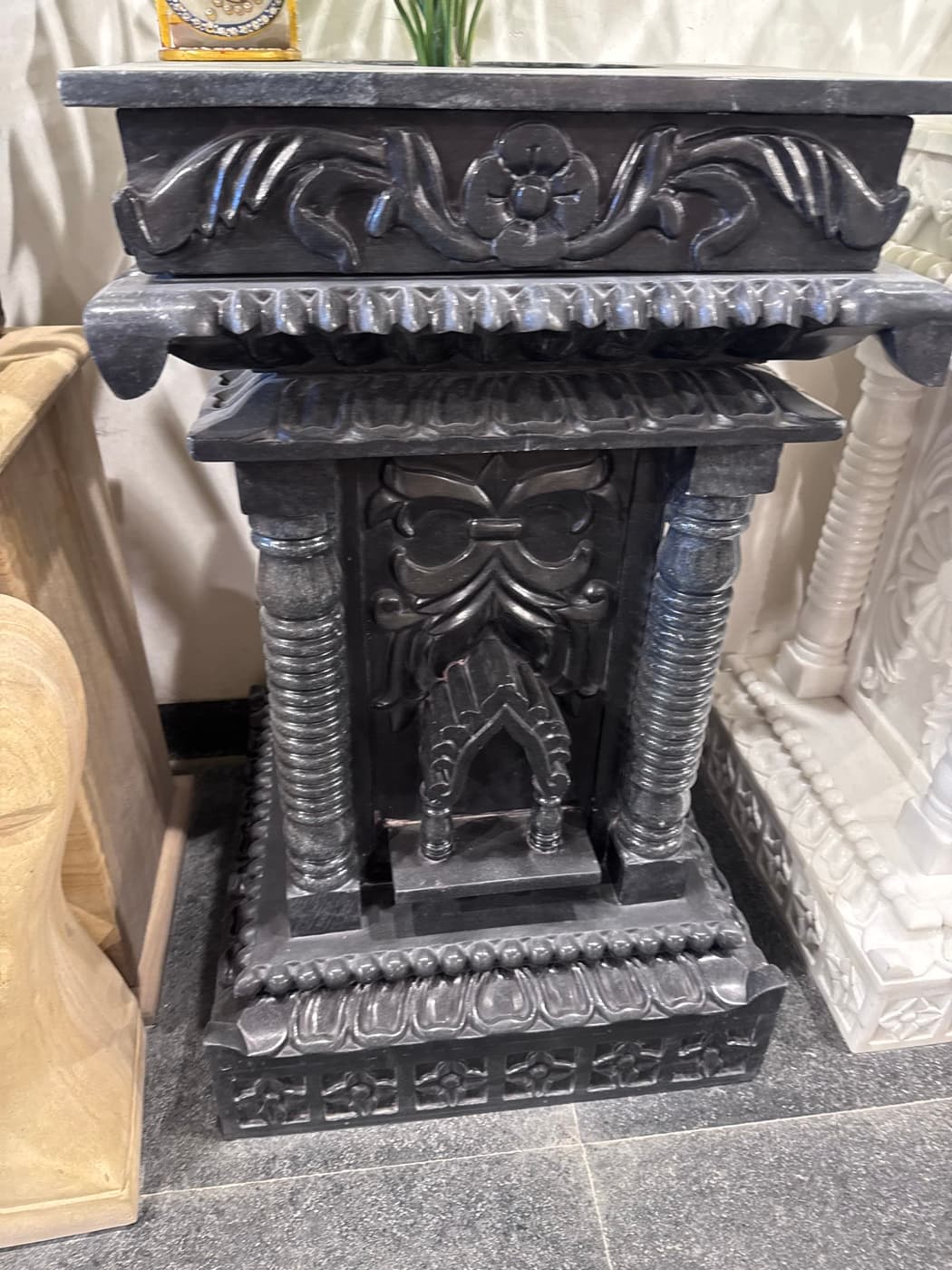 Carved Marble Tulsi Mandap view 3