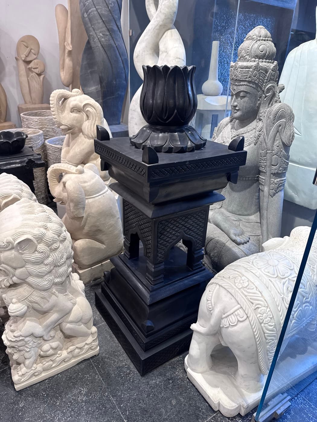 Carved Marble Tulsi Mandap view 4