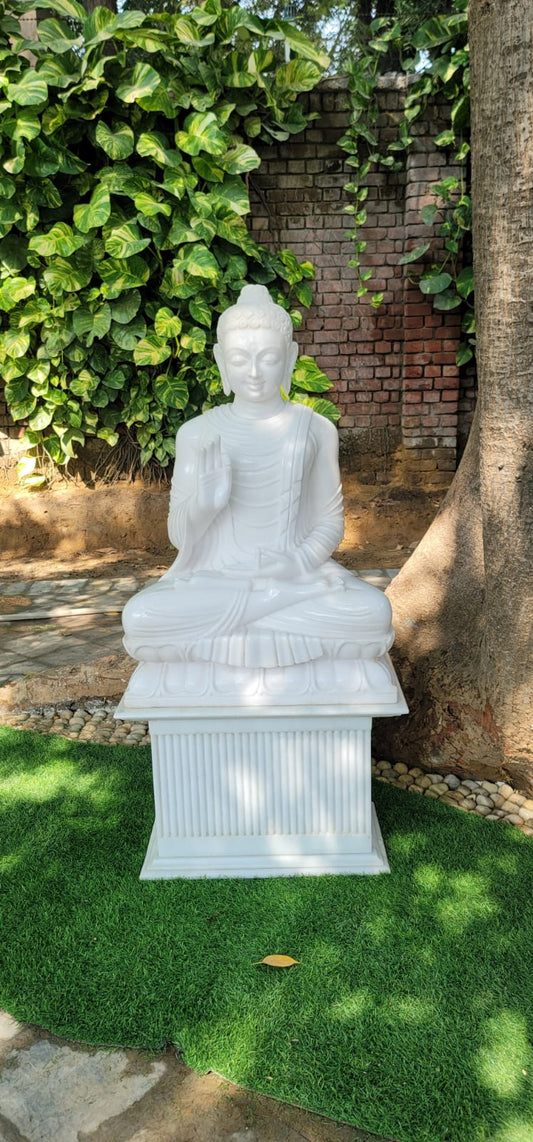 White Marble Buddha 36"